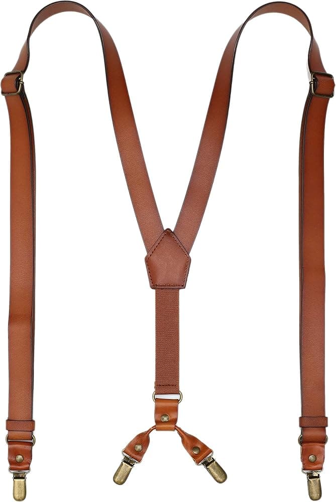 Men’s Y-back suspenders with leather trim