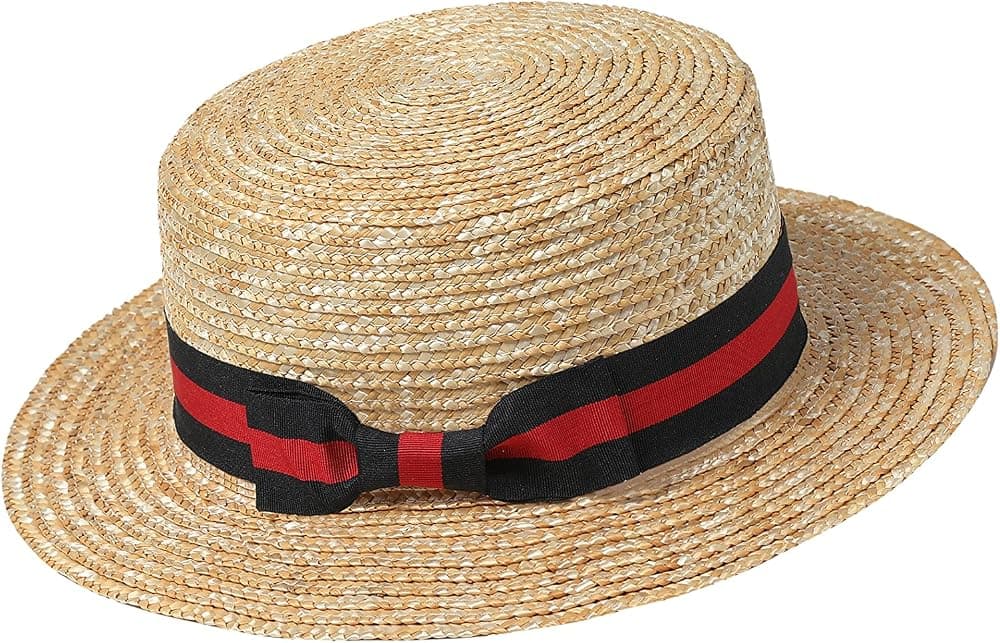 A men’s straw boater hat