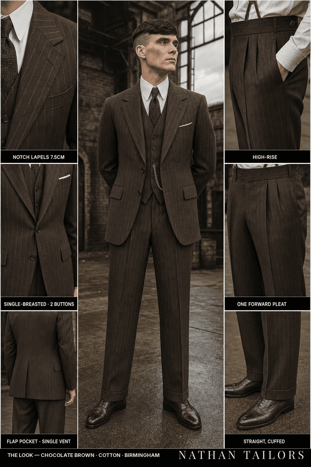 chocolate brown chalk_stripe single-breasted bespoke suit — custom tailored by Nathan Tailors, the Hoi An custom tailor