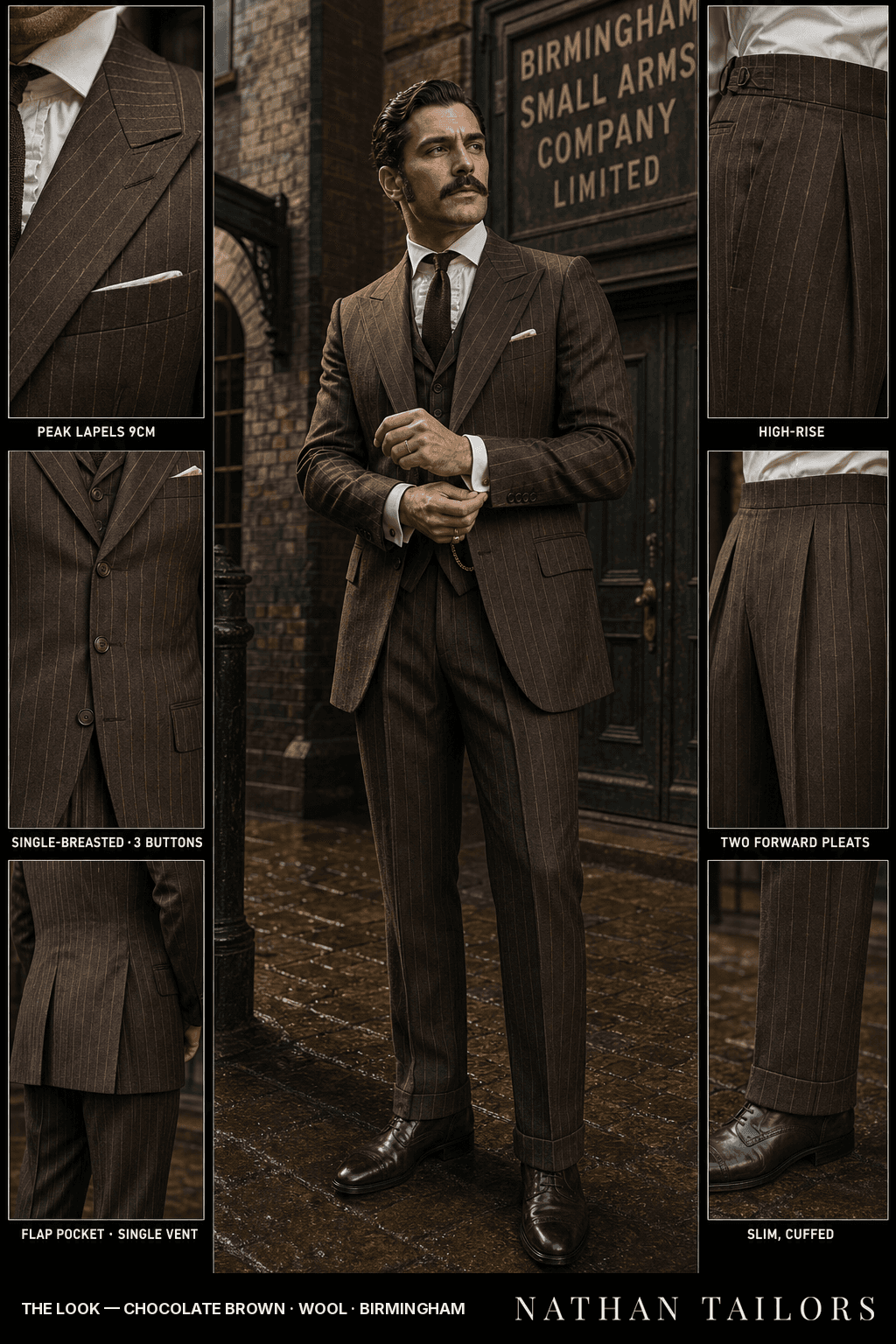 chocolate brown chalk_stripe single-breasted bespoke suit — custom tailored by Nathan Tailors, the Hoi An custom tailor