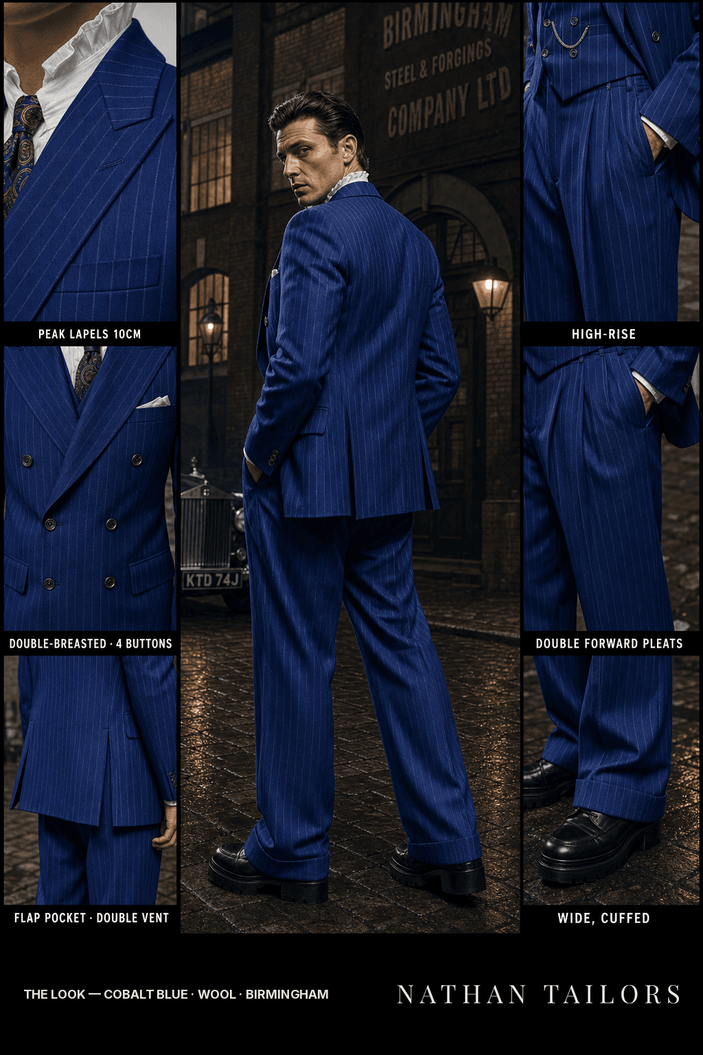 cobalt blue chalk_stripe double-breasted bespoke suit — custom tailored by Nathan Tailors, the Hoi An custom tailor