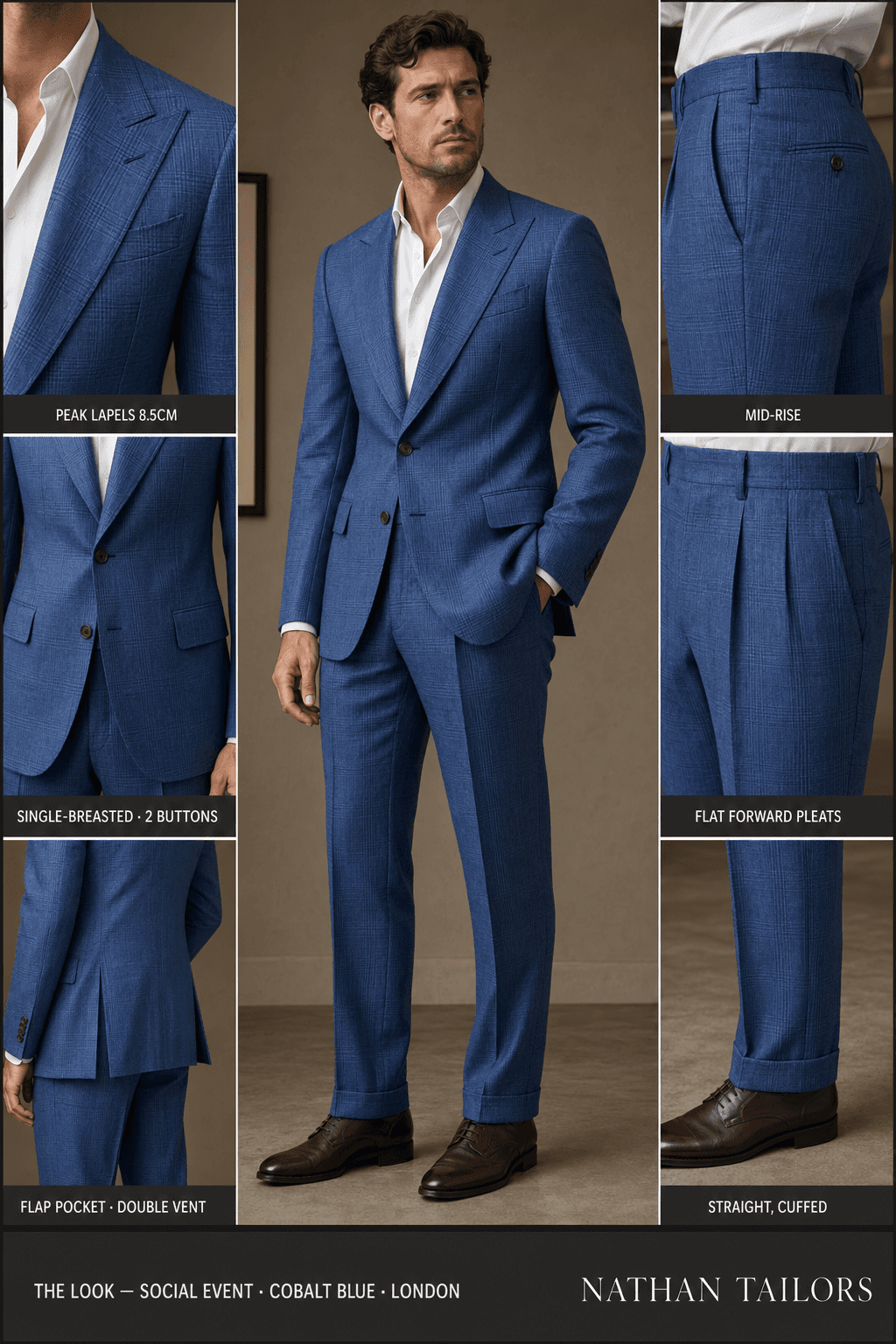 cobalt blue glen_plaid single-breasted bespoke suit — custom tailored by Nathan Tailors, the Hoi An custom tailor