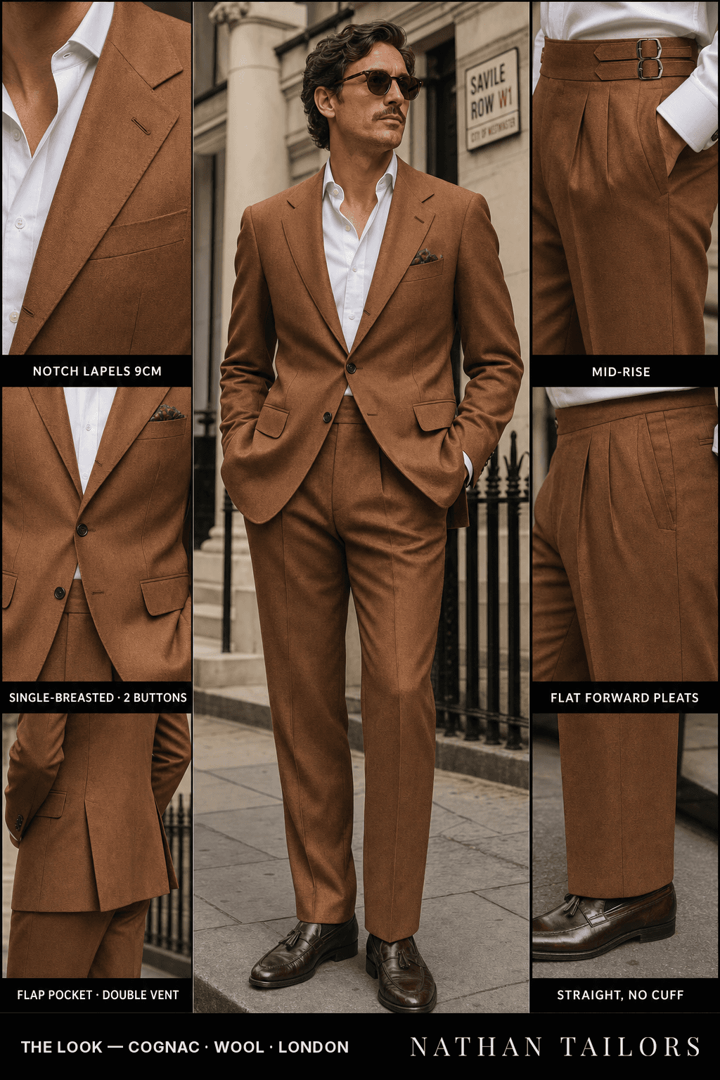 cognac single-breasted bespoke suit — custom tailored by Nathan Tailors, the Hoi An custom tailor