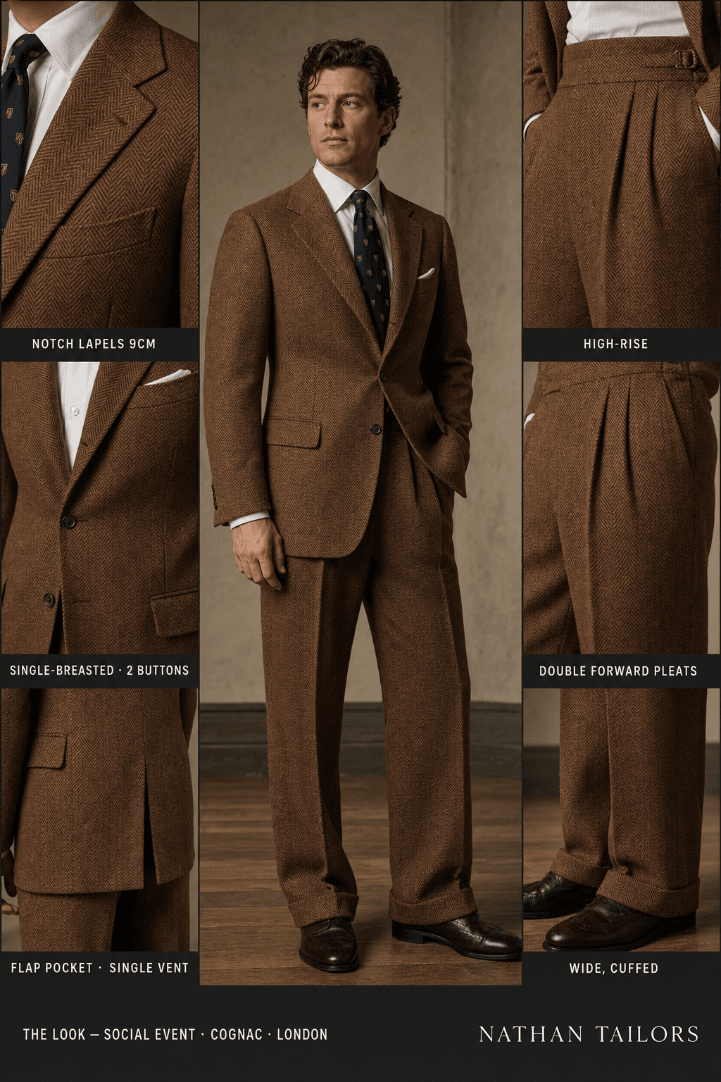 cognac single-breasted bespoke suit — custom tailored by Nathan Tailors, the Hoi An custom tailor