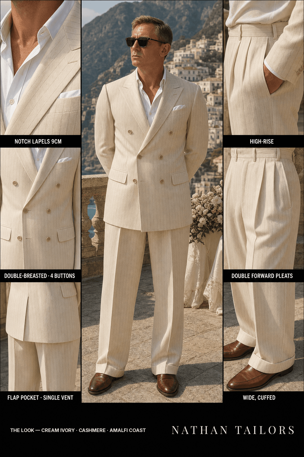 cream ivory chalk_stripe double-breasted bespoke suit — custom tailored by Nathan Tailors, the Hoi An custom tailor