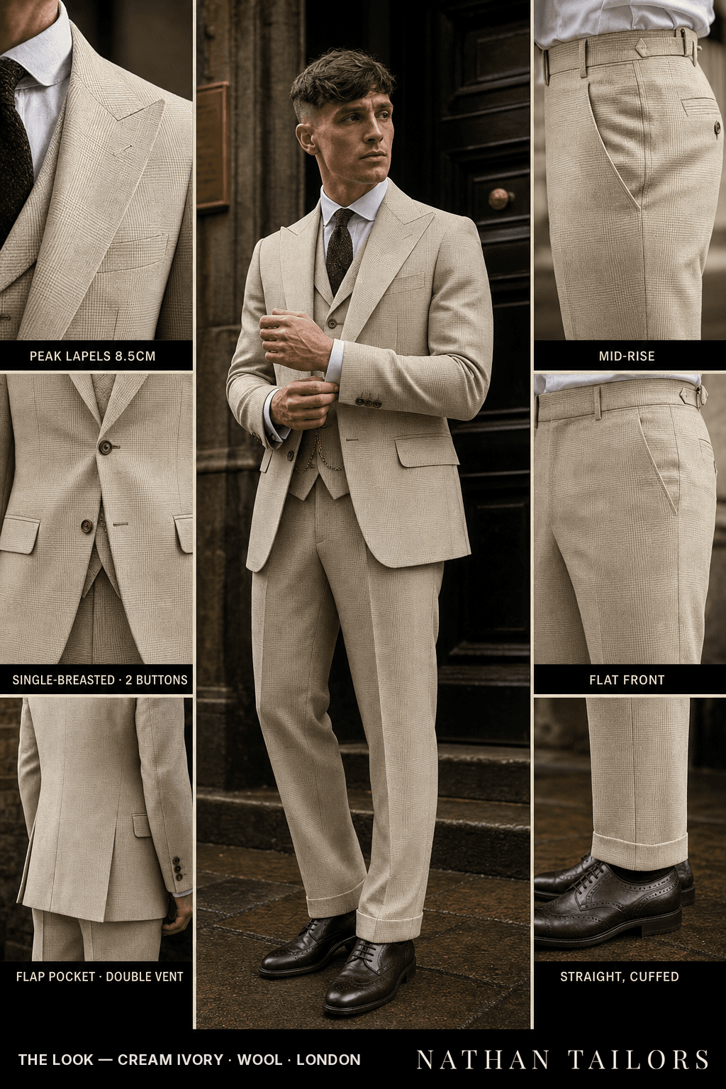 cream ivory glen_plaid single-breasted bespoke suit — custom tailored by Nathan Tailors, the Hoi An custom tailor