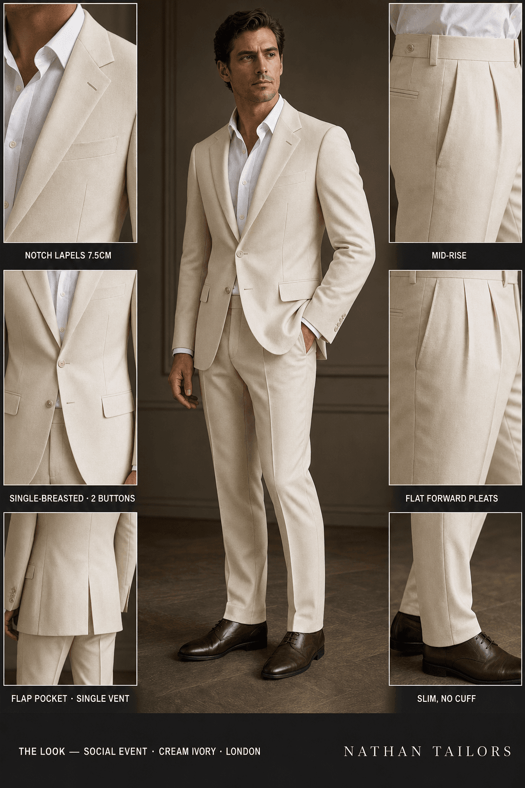 cream ivory single-breasted bespoke suit — custom tailored by Nathan Tailors, the Hoi An custom tailor