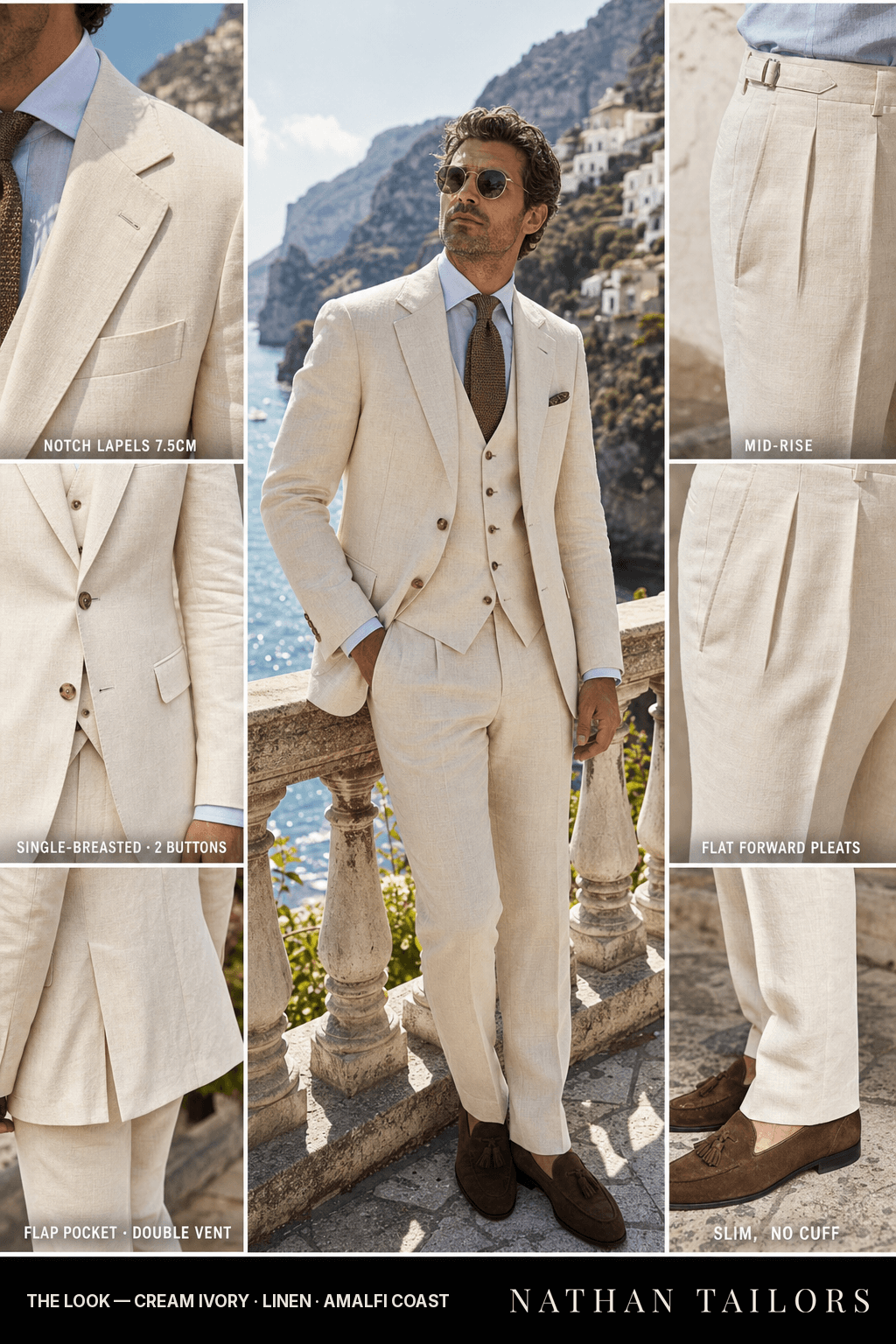 cream ivory single-breasted bespoke suit — custom tailored by Nathan Tailors, the Hoi An custom tailor