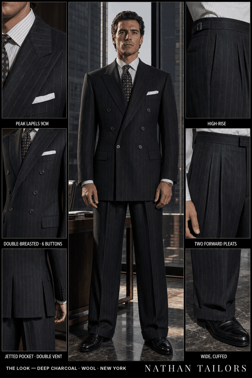 deep charcoal chalk_stripe double-breasted bespoke suit — custom tailored by Nathan Tailors, the Hoi An custom tailor