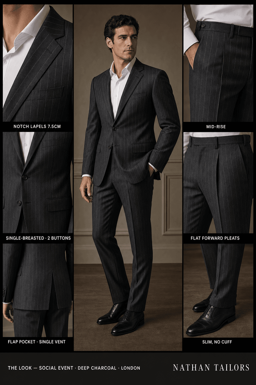 deep charcoal chalk_stripe single-breasted bespoke suit — custom tailored by Nathan Tailors, the Hoi An custom tailor