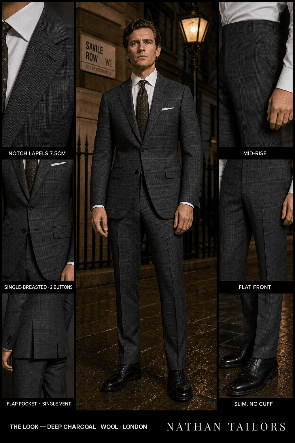 deep charcoal glen_plaid single-breasted bespoke suit — custom tailored by Nathan Tailors, the Hoi An custom tailor