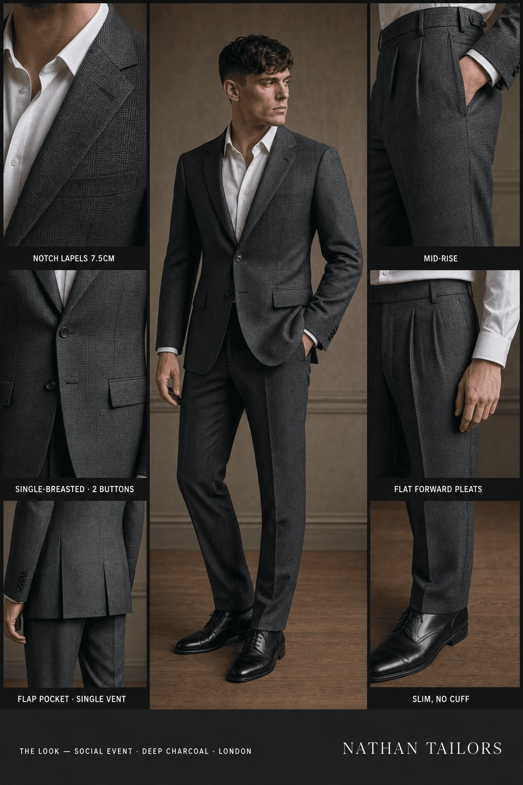 deep charcoal glen_plaid single-breasted bespoke suit — custom tailored by Nathan Tailors, the Hoi An custom tailor