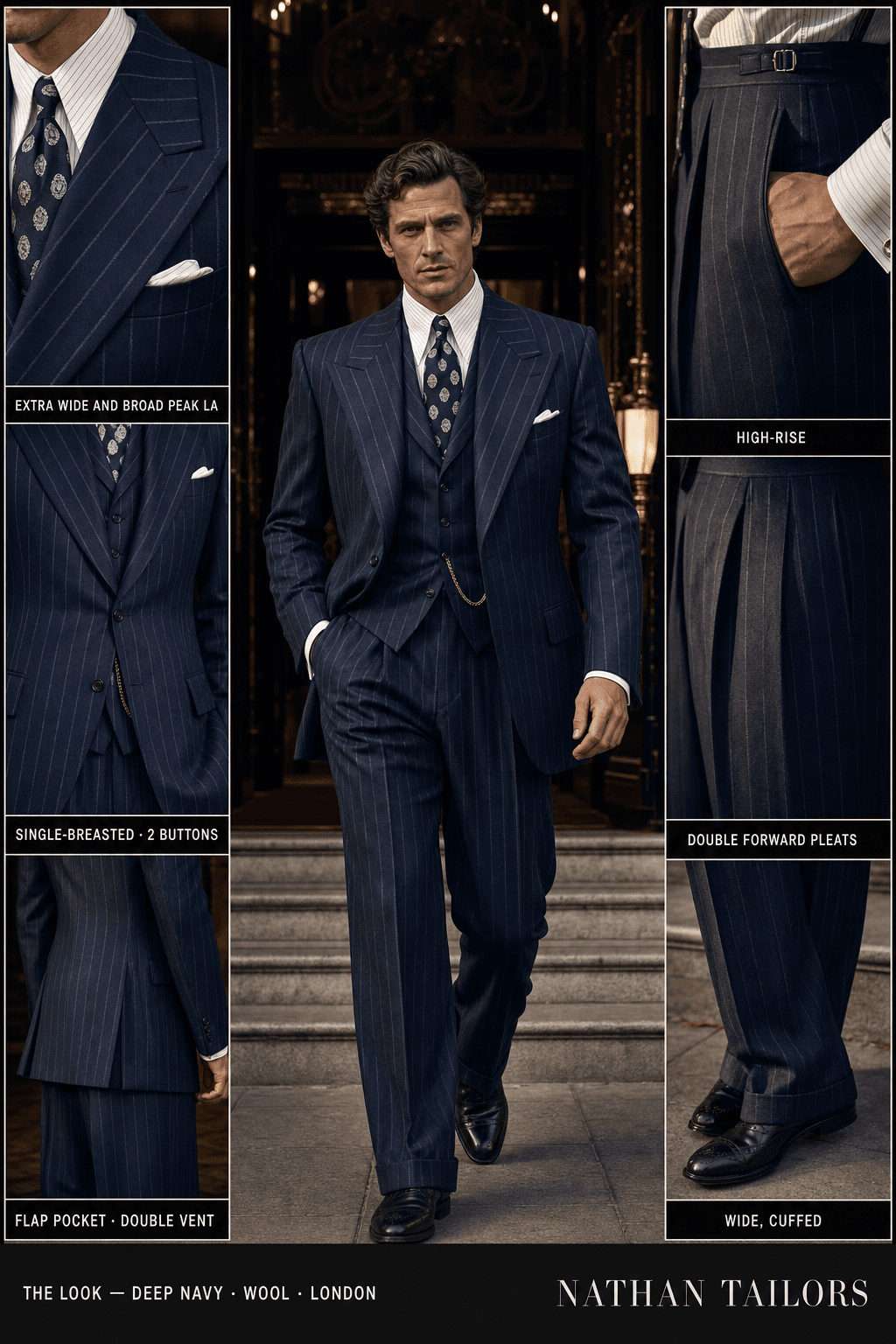 deep navy chalk_stripe single-breasted bespoke suit — custom tailored by Nathan Tailors, the Hoi An custom tailor