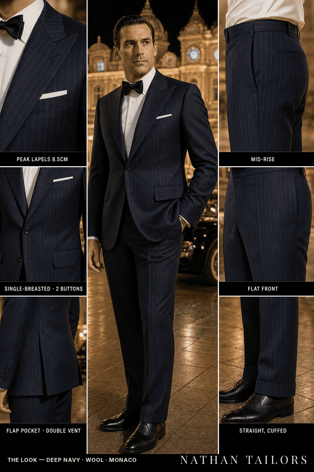 deep navy chalk_stripe single-breasted bespoke suit — custom tailored by Nathan Tailors, the Hoi An custom tailor