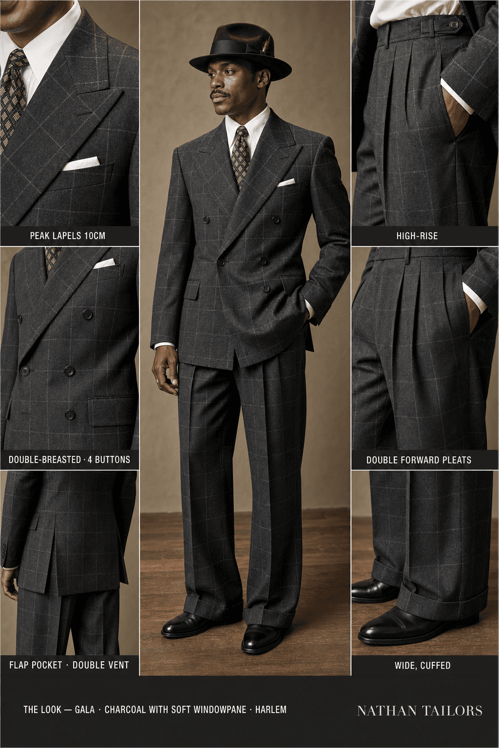 charcoal with soft windowpane windowpane double-breasted bespoke suit — custom tailored by Nathan Tailors, the Hoi An custom tailor