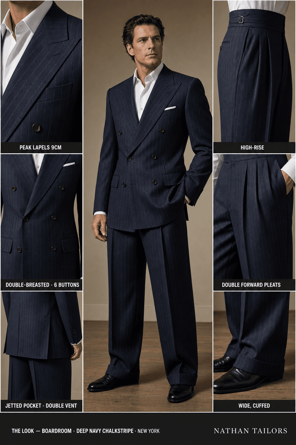 deep navy chalkstripe chalk_stripe double-breasted bespoke suit — custom tailored by Nathan Tailors, the Hoi An custom tailor