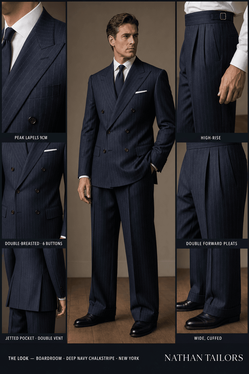 deep navy chalkstripe chalk_stripe double-breasted bespoke suit — custom tailored by Nathan Tailors, the Hoi An custom tailor