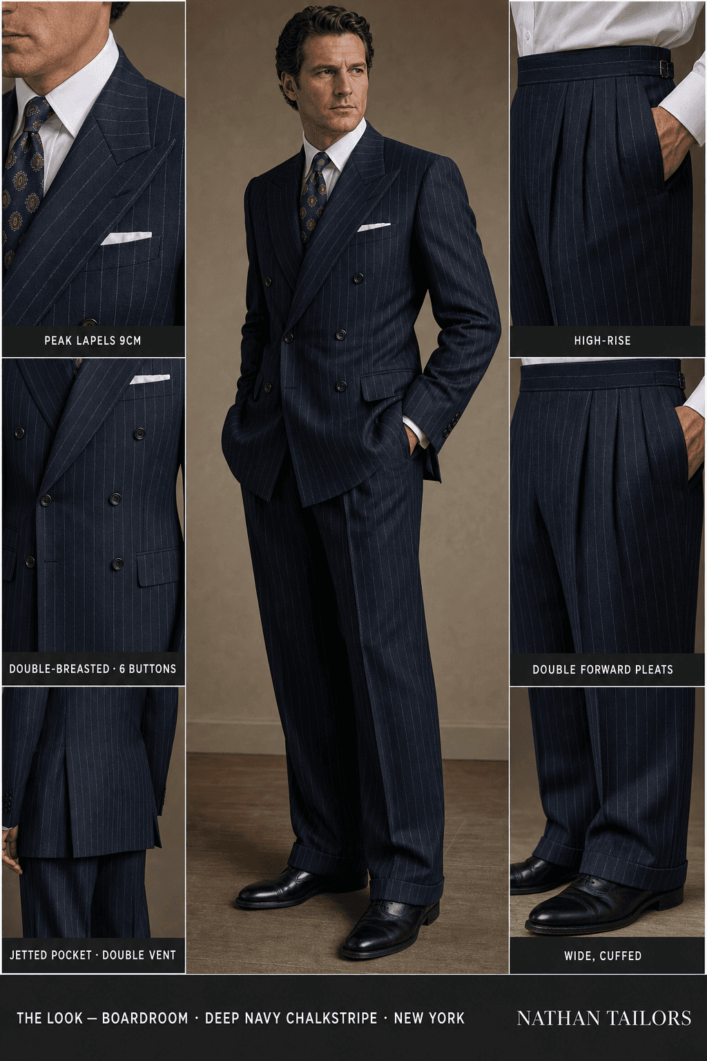 deep navy chalkstripe chalk_stripe double-breasted bespoke suit — custom tailored by Nathan Tailors, the Hoi An custom tailor