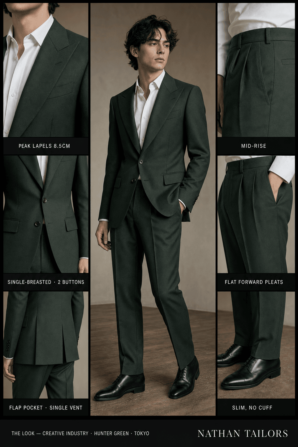 hunter green single-breasted bespoke suit — custom tailored by Nathan Tailors, the Hoi An custom tailor