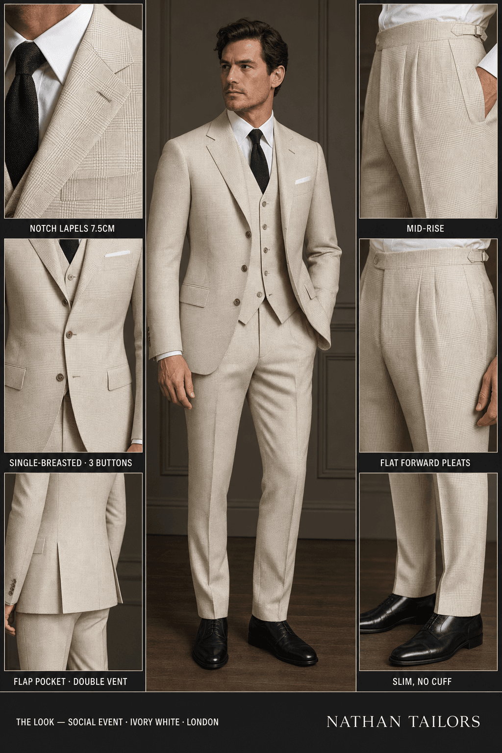 ivory white glen_plaid single-breasted bespoke suit — custom tailored by Nathan Tailors, the Hoi An custom tailor