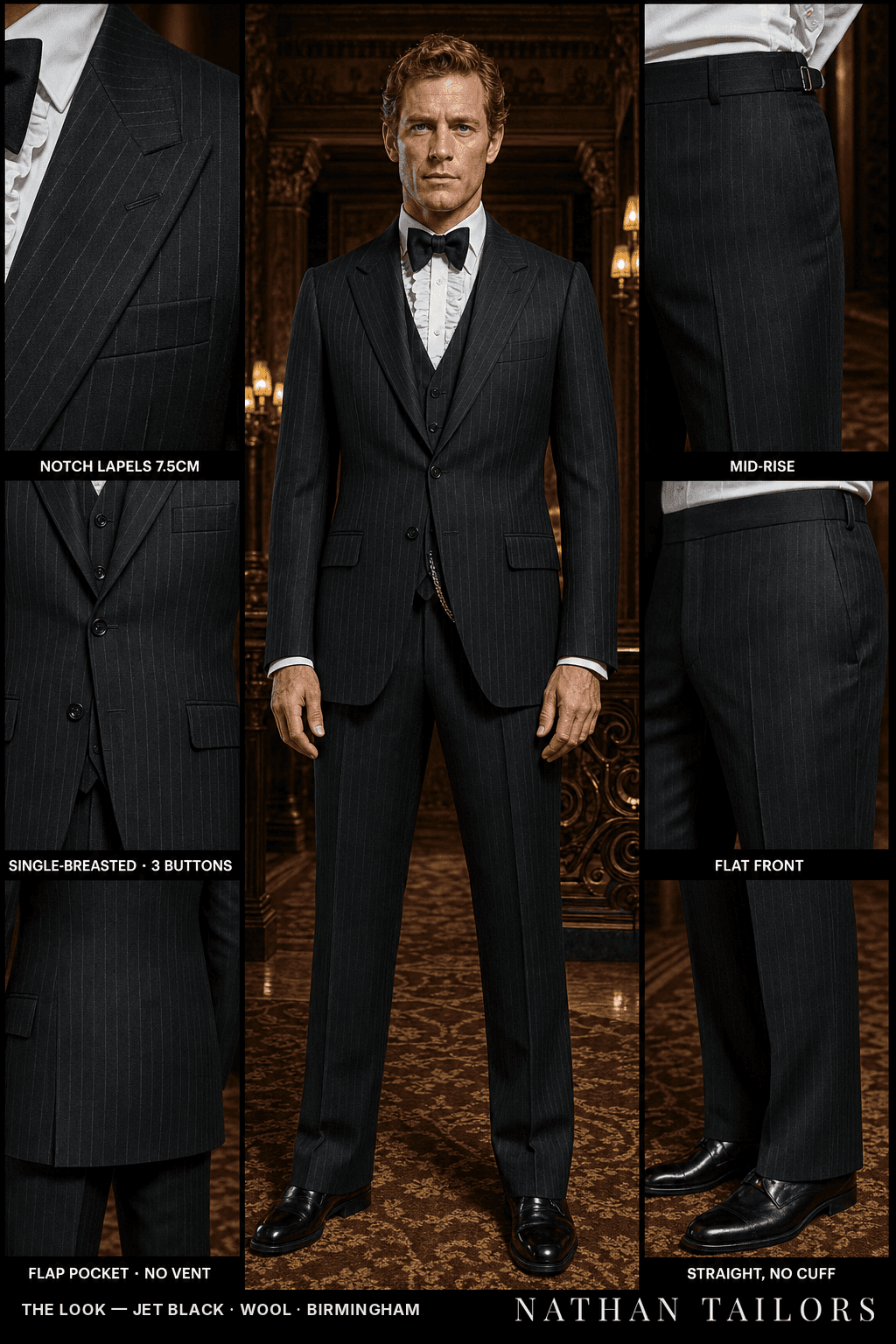 jet black chalk_stripe single-breasted bespoke suit — custom tailored by Nathan Tailors, the Hoi An custom tailor