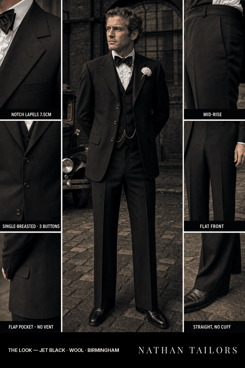 jet black herringbone single-breasted bespoke suit — custom tailored by Nathan Tailors, the Hoi An custom tailor