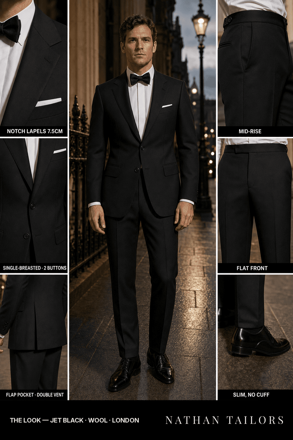 jet black single-breasted bespoke suit — custom tailored by Nathan Tailors, the Hoi An custom tailor