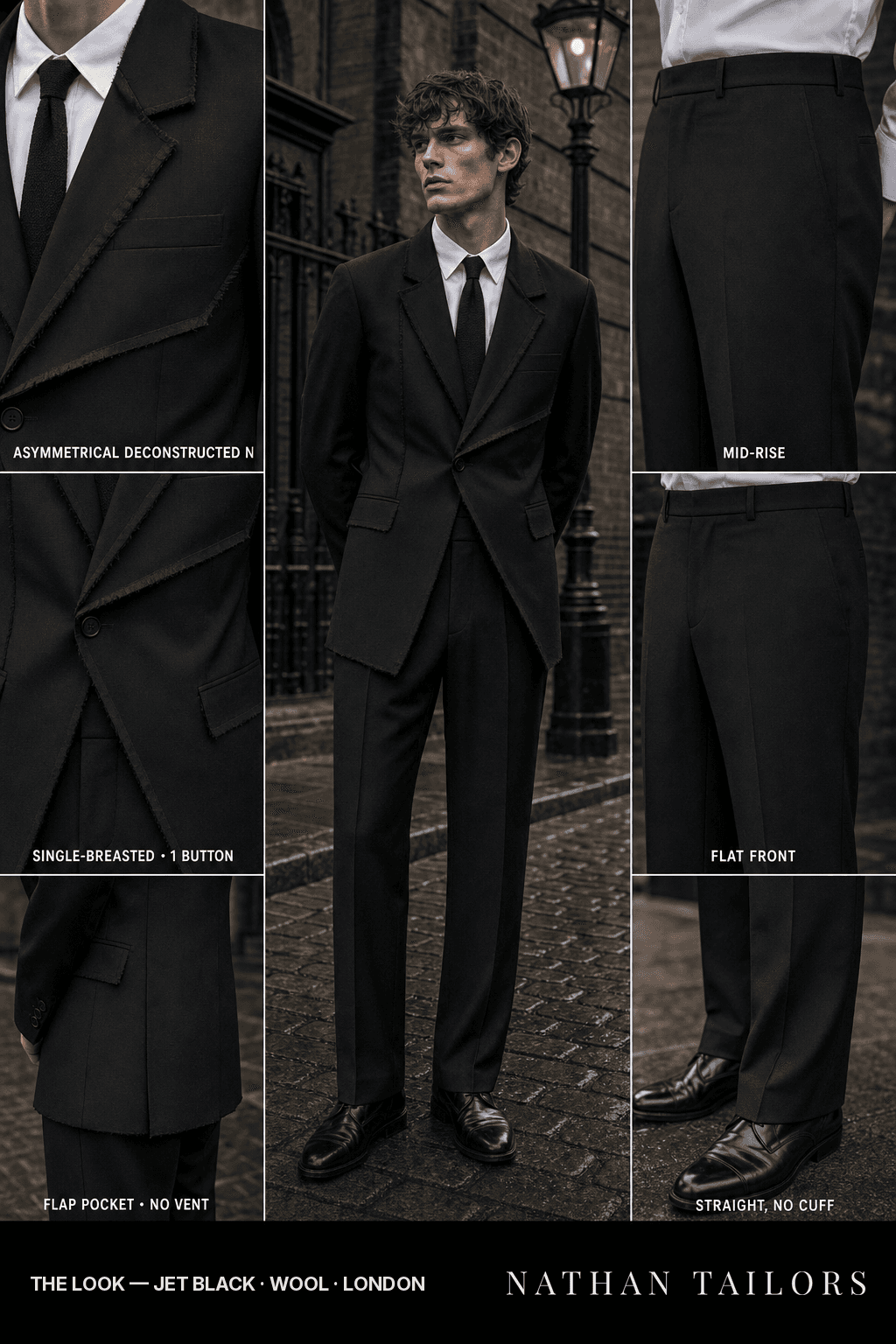jet black single-breasted bespoke suit — custom tailored by Nathan Tailors, the Hoi An custom tailor