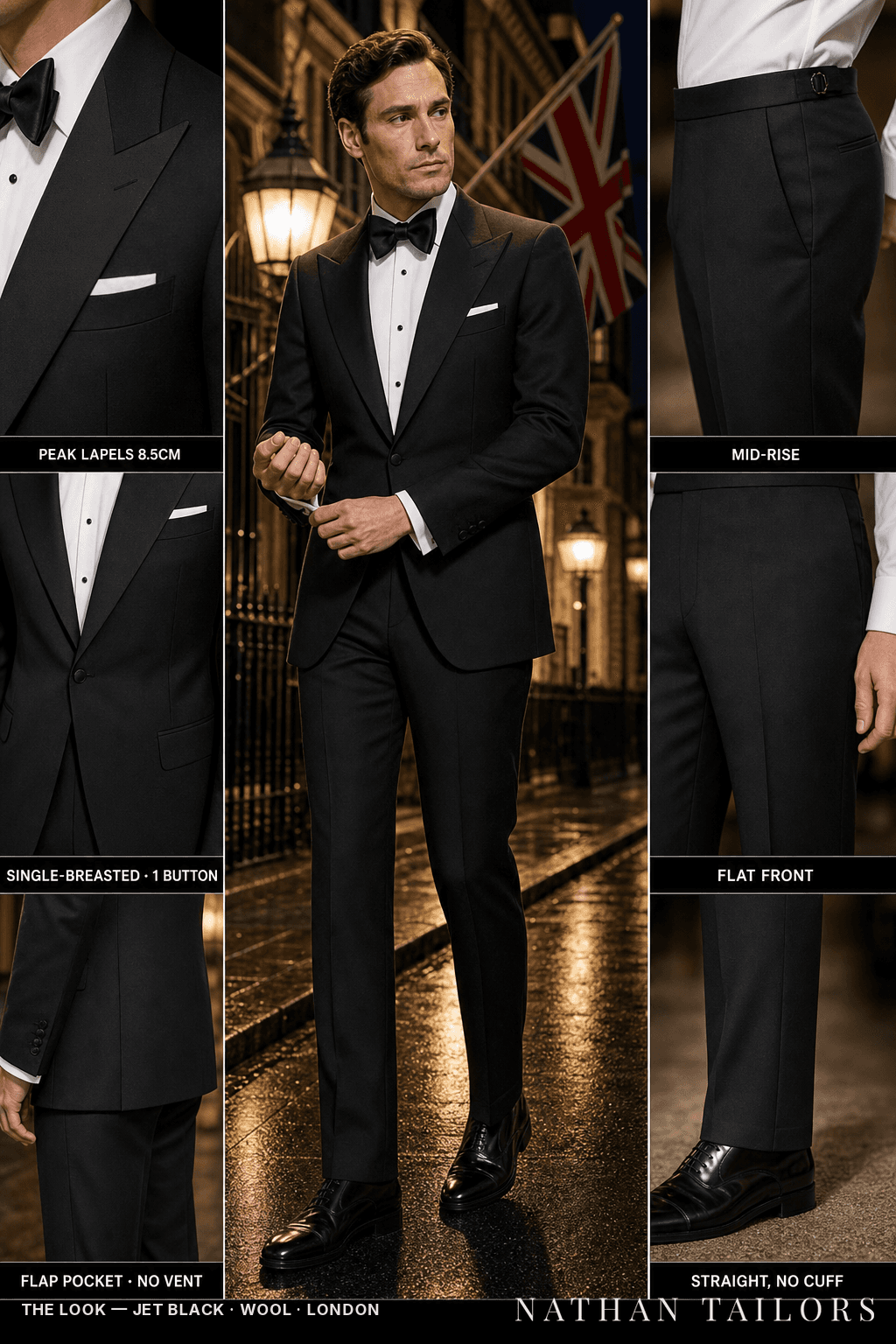 jet black single-breasted bespoke suit — custom tailored by Nathan Tailors, the Hoi An custom tailor