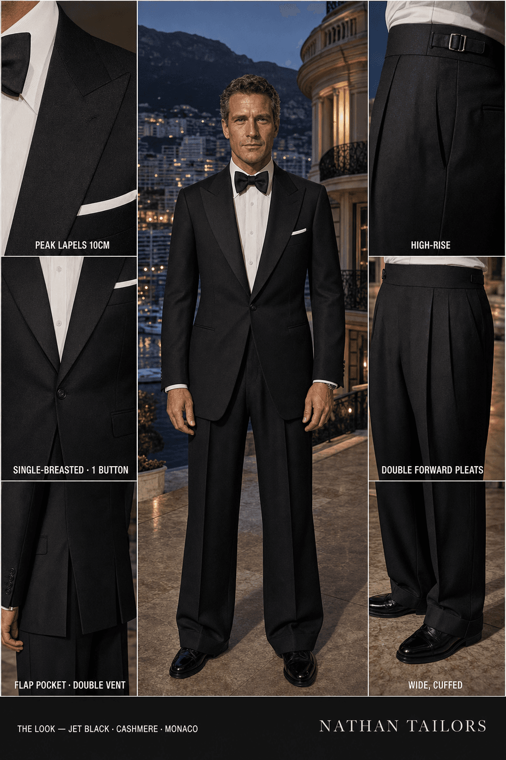 jet black single-breasted bespoke suit — custom tailored by Nathan Tailors, the Hoi An custom tailor