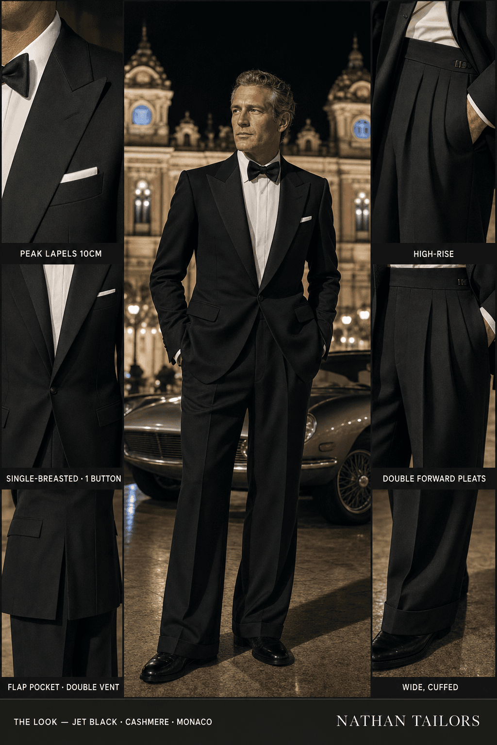jet black single-breasted bespoke suit — custom tailored by Nathan Tailors, the Hoi An custom tailor