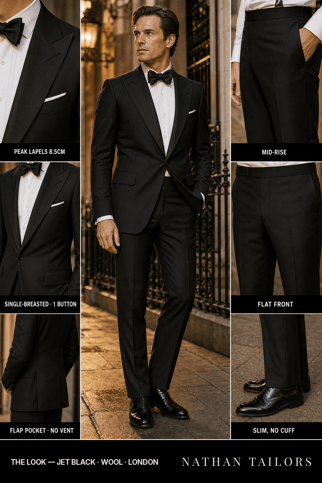 jet black single-breasted bespoke suit — custom tailored by Nathan Tailors, the Hoi An custom tailor