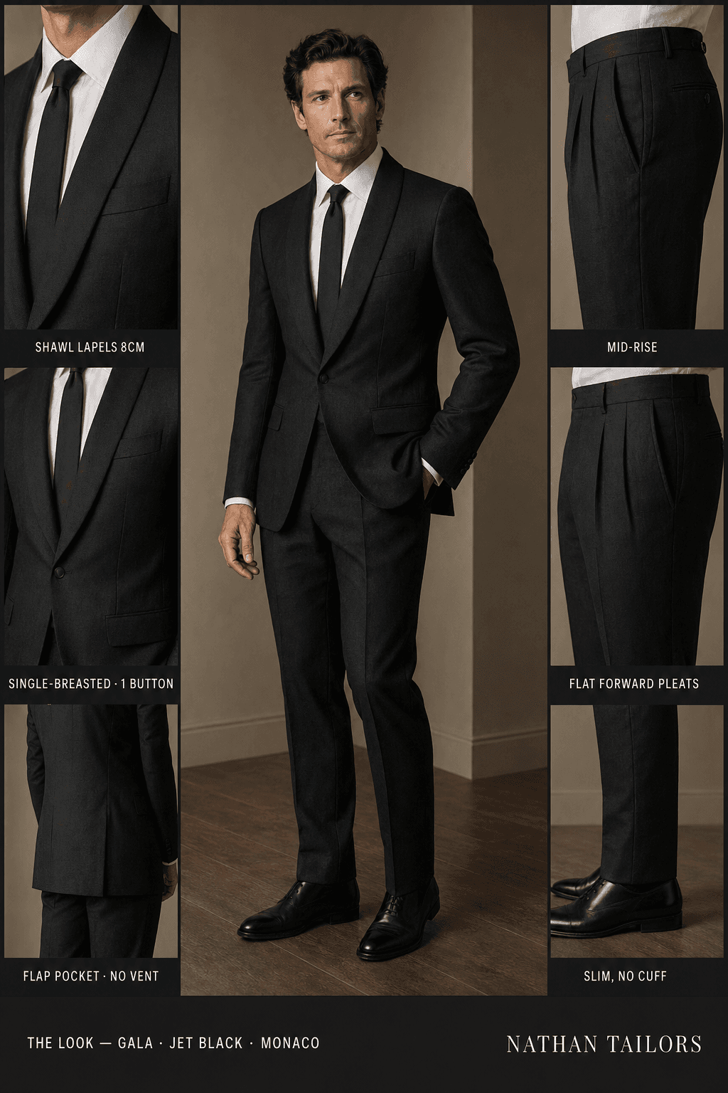 Your jet black single-breasted suit