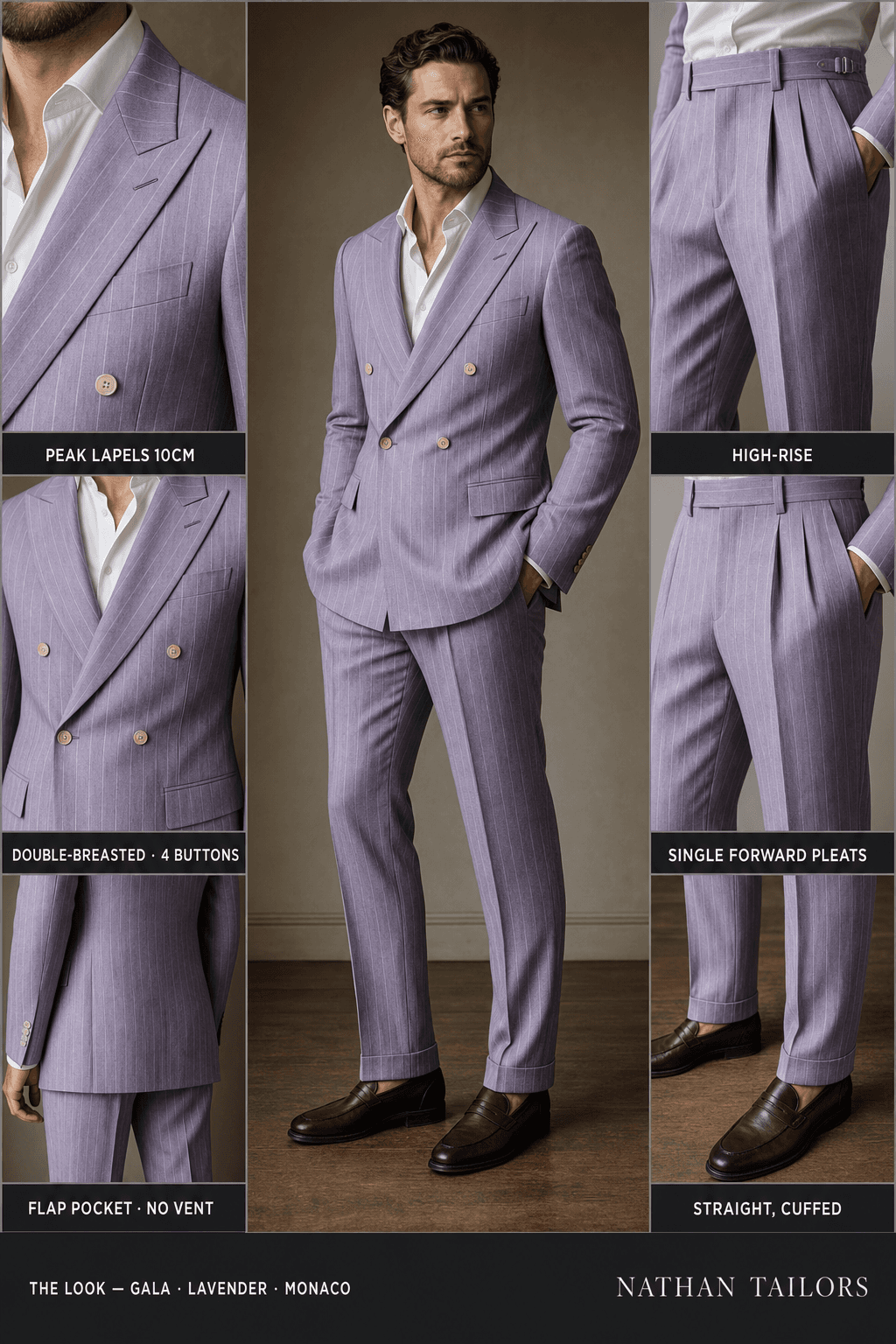 lavender chalk_stripe double-breasted bespoke suit — custom tailored by Nathan Tailors, the Hoi An custom tailor