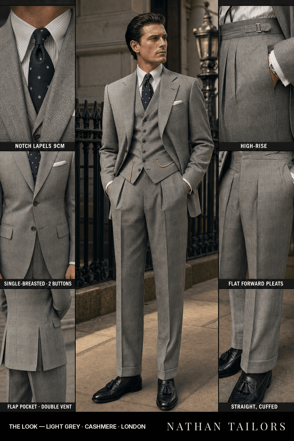 light grey glen_plaid single-breasted bespoke suit — custom tailored by Nathan Tailors, the Hoi An custom tailor