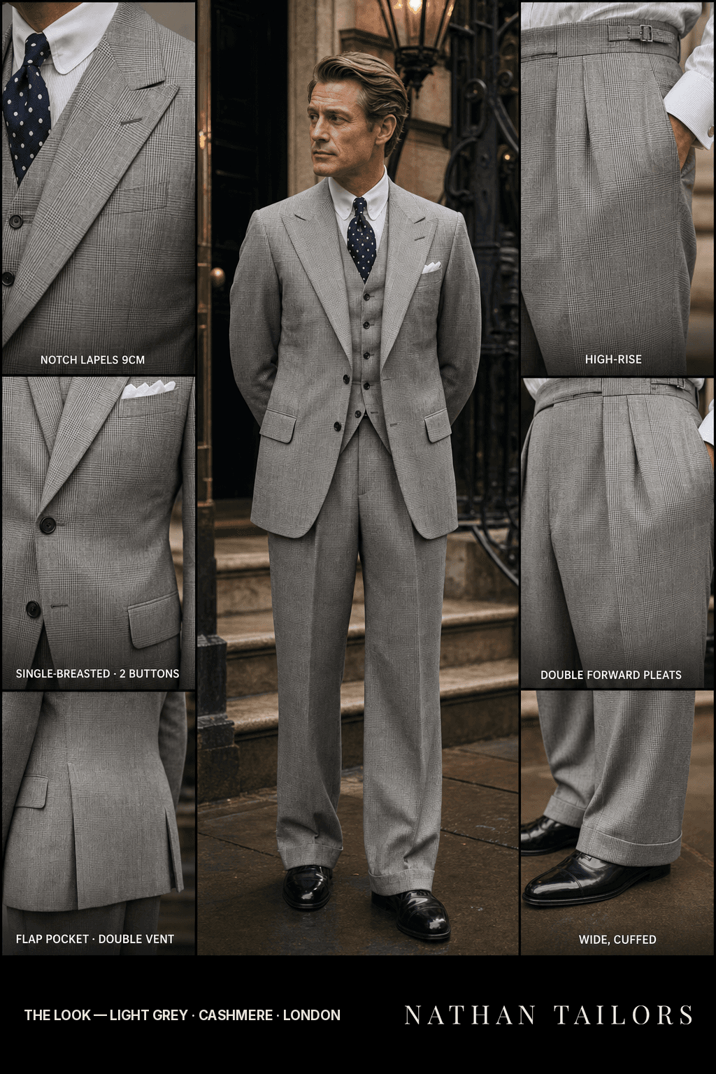 light grey glen_plaid single-breasted bespoke suit — custom tailored by Nathan Tailors, the Hoi An custom tailor