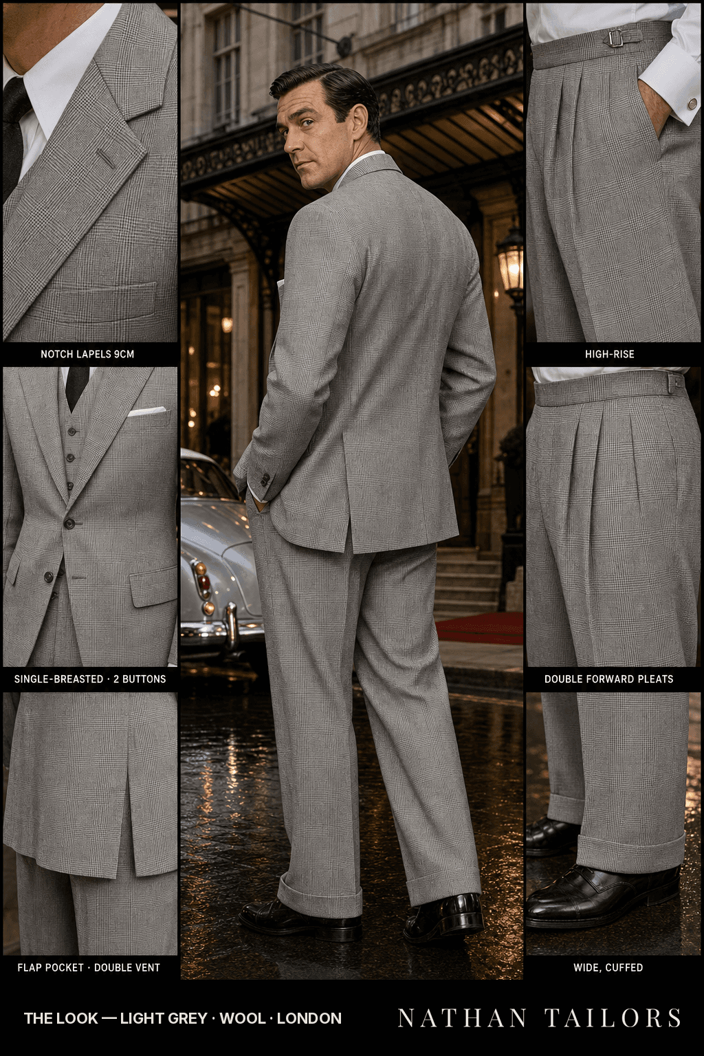 light grey glen_plaid single-breasted bespoke suit — custom tailored by Nathan Tailors, the Hoi An custom tailor