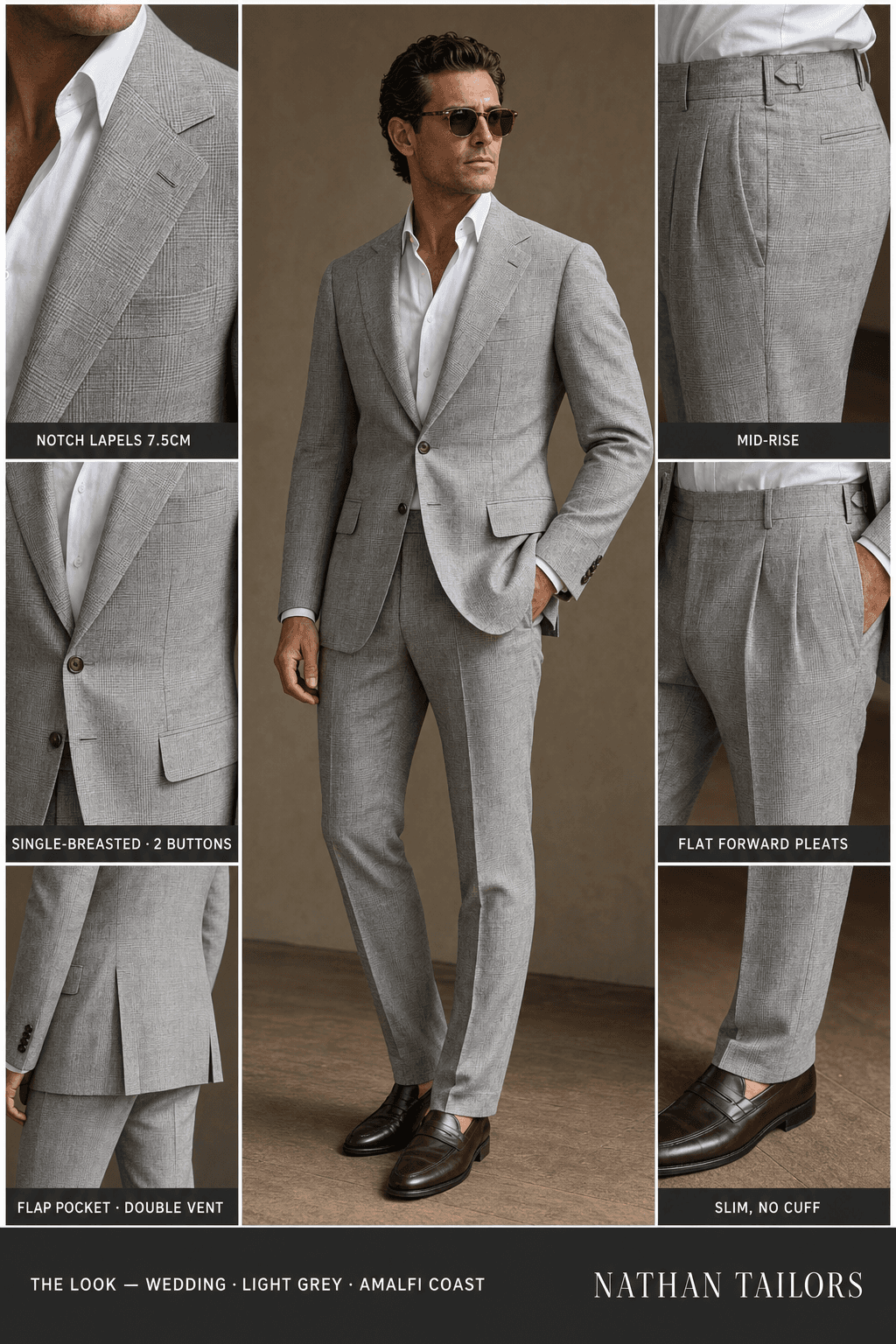 light grey glen_plaid single-breasted bespoke suit — custom tailored by Nathan Tailors, the Hoi An custom tailor