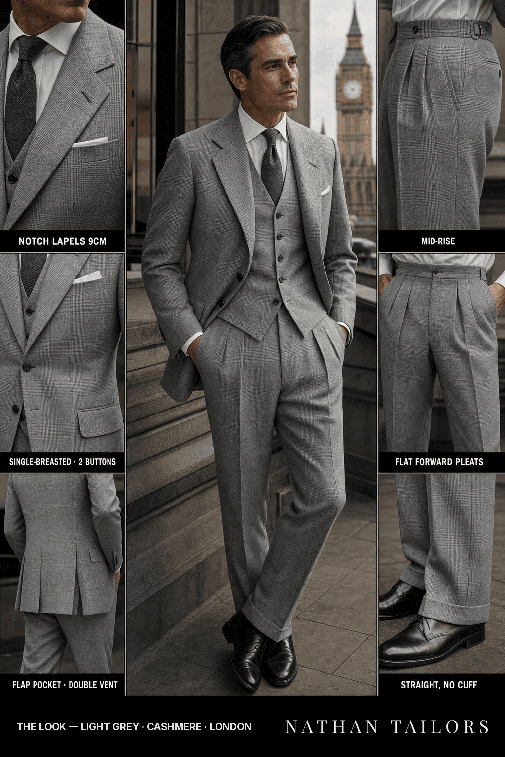 light grey glen_plaid single-breasted bespoke suit — custom tailored by Nathan Tailors, the Hoi An custom tailor