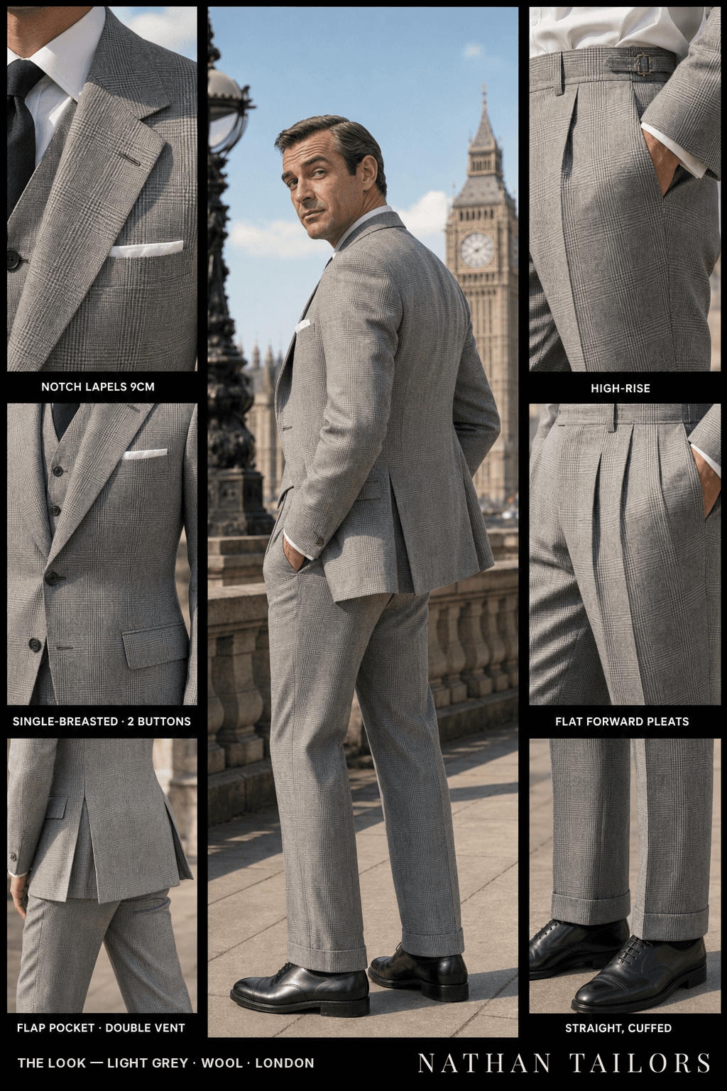 light grey glen_plaid single-breasted bespoke suit — custom tailored by Nathan Tailors, the Hoi An custom tailor