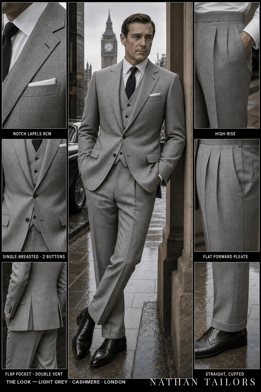 light grey glen_plaid single-breasted bespoke suit — custom tailored by Nathan Tailors, the Hoi An custom tailor
