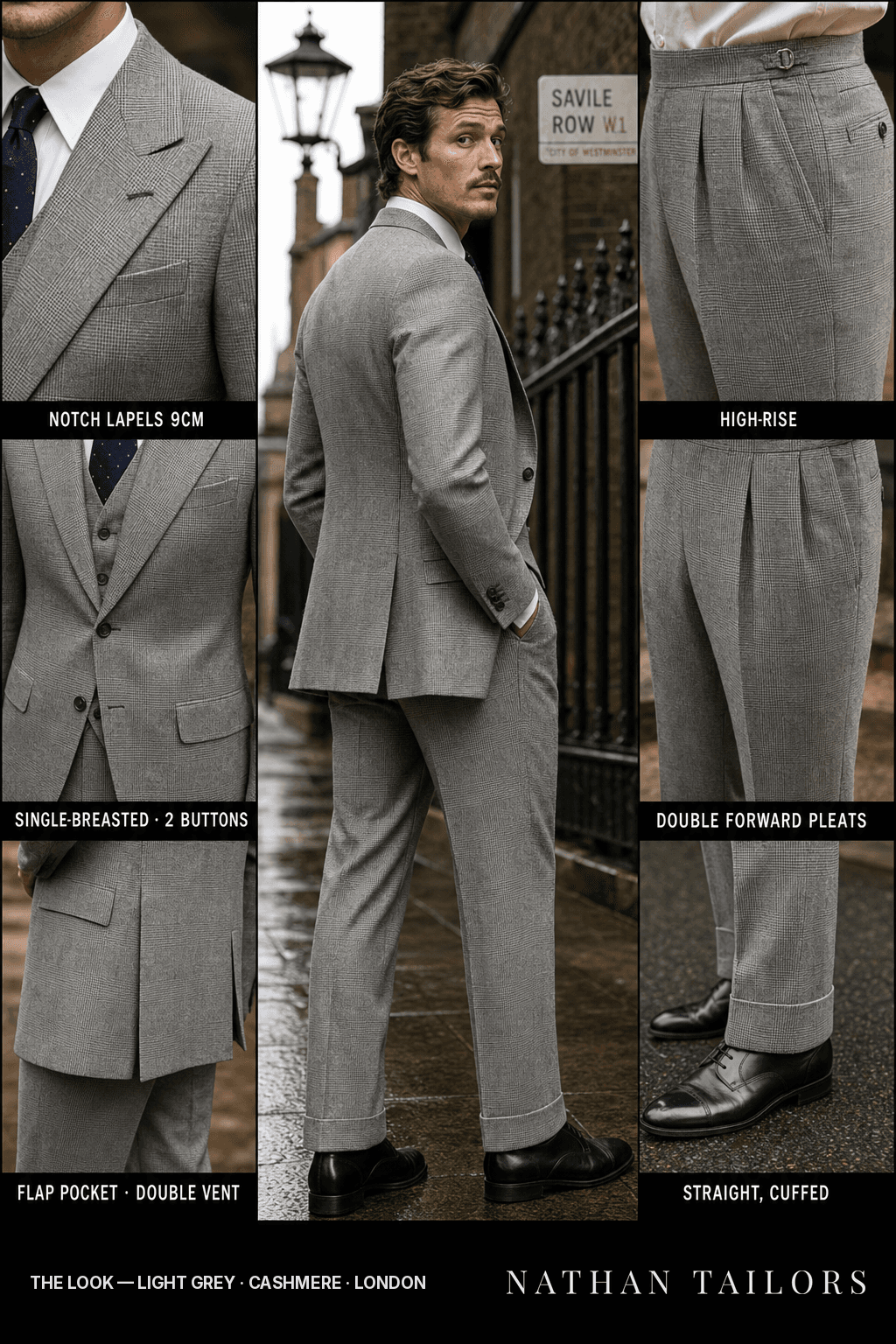 light grey glen_plaid single-breasted bespoke suit — custom tailored by Nathan Tailors, the Hoi An custom tailor