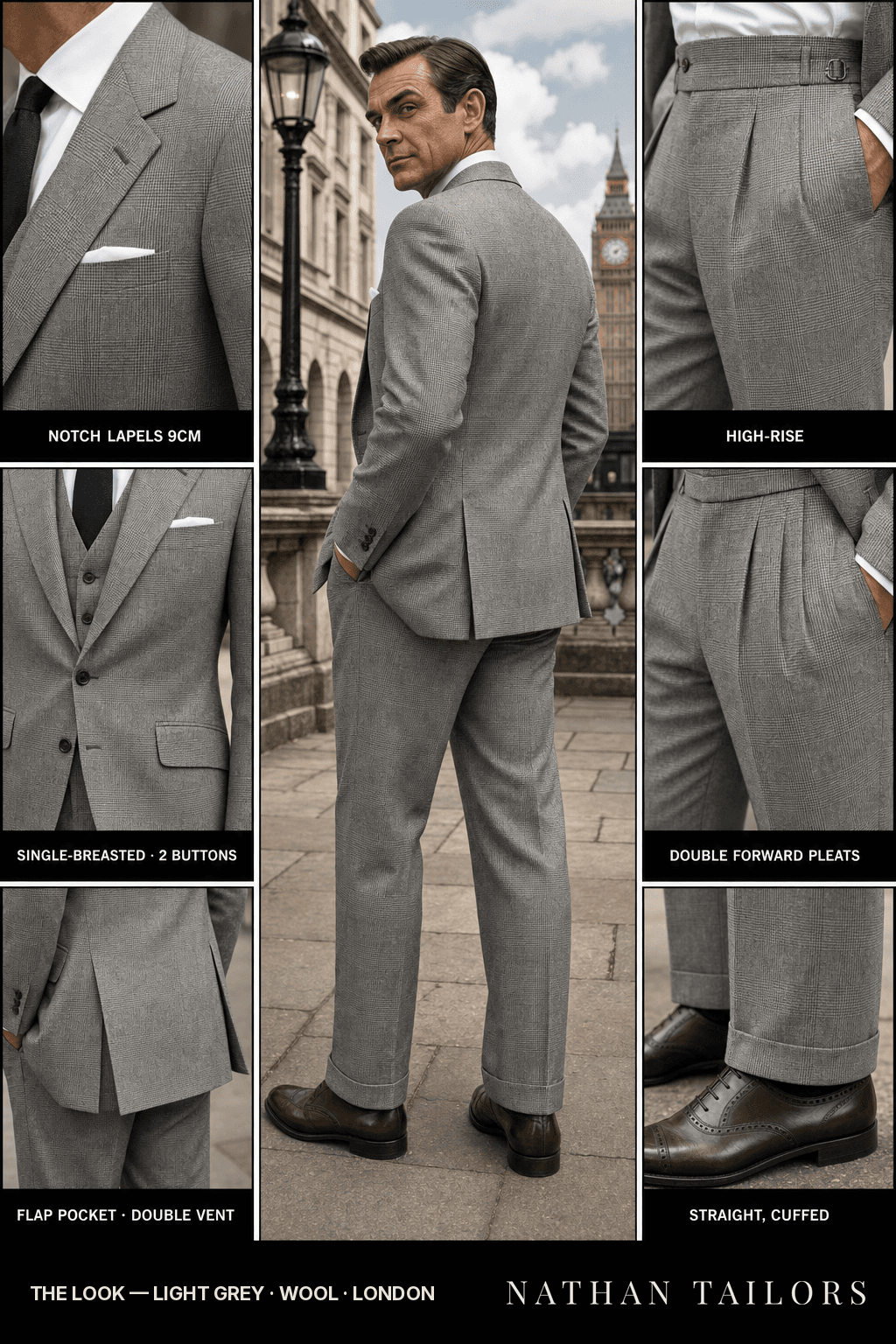 light grey glen_plaid single-breasted bespoke suit — custom tailored by Nathan Tailors, the Hoi An custom tailor