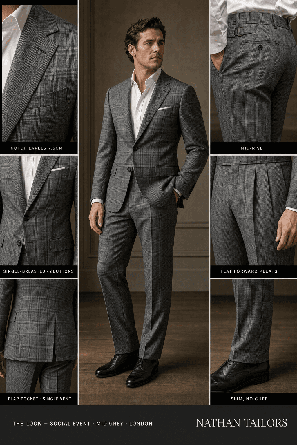 mid grey glen_plaid single-breasted bespoke suit — custom tailored by Nathan Tailors, the Hoi An custom tailor