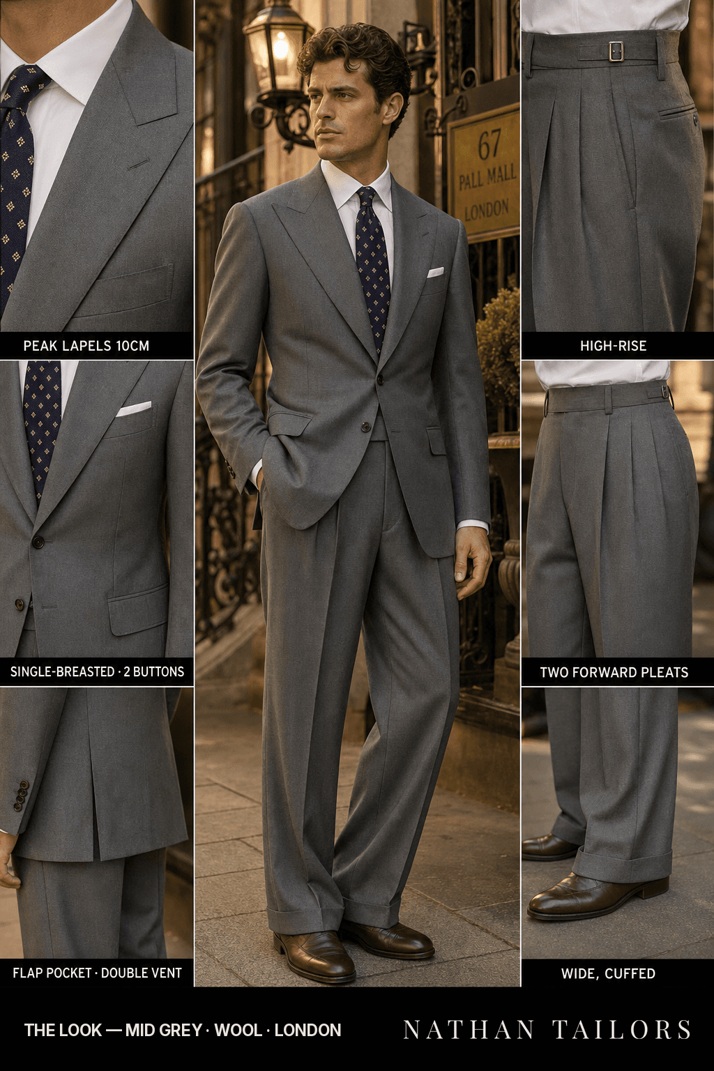 mid grey single-breasted bespoke suit — custom tailored by Nathan Tailors, the Hoi An custom tailor