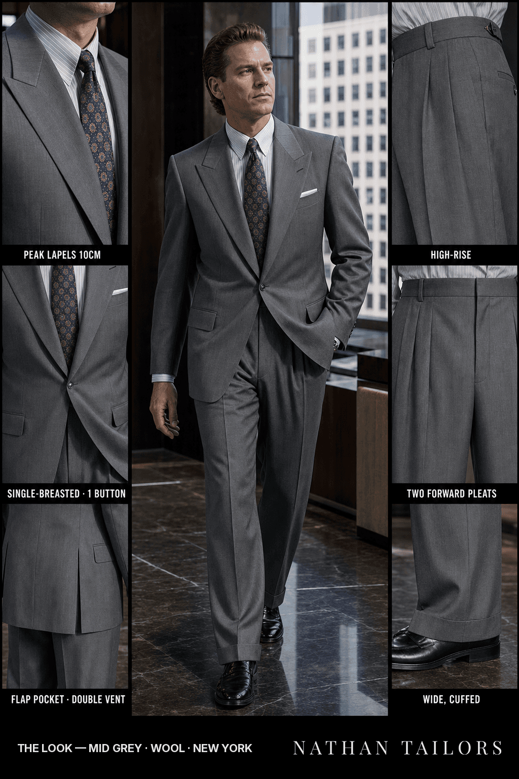 mid grey single-breasted bespoke suit — custom tailored by Nathan Tailors, the Hoi An custom tailor