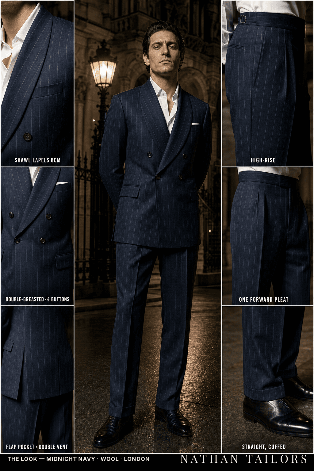 midnight navy chalk_stripe double-breasted bespoke suit — custom tailored by Nathan Tailors, the Hoi An custom tailor