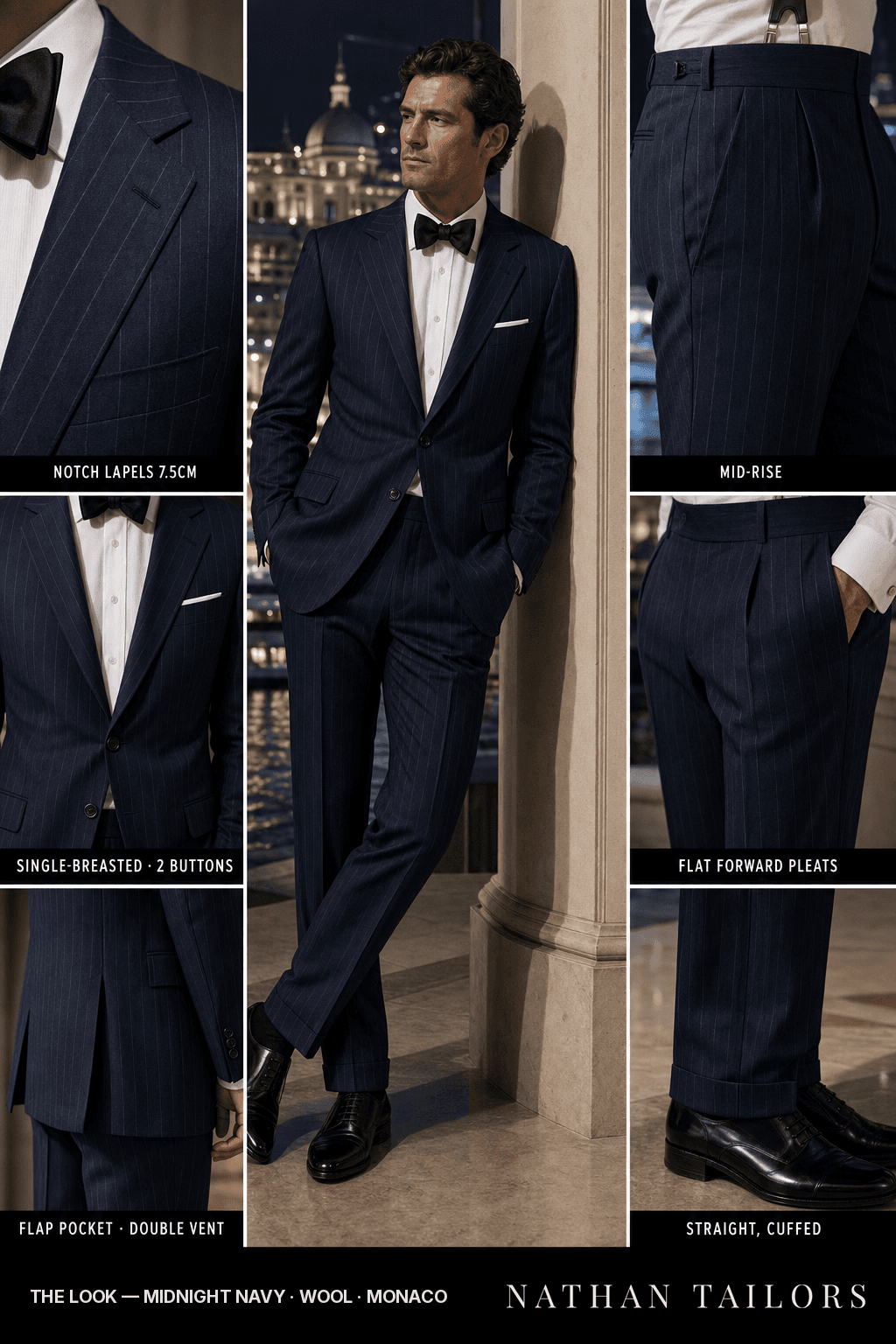 midnight navy chalk_stripe single-breasted bespoke suit — custom tailored by Nathan Tailors, the Hoi An custom tailor
