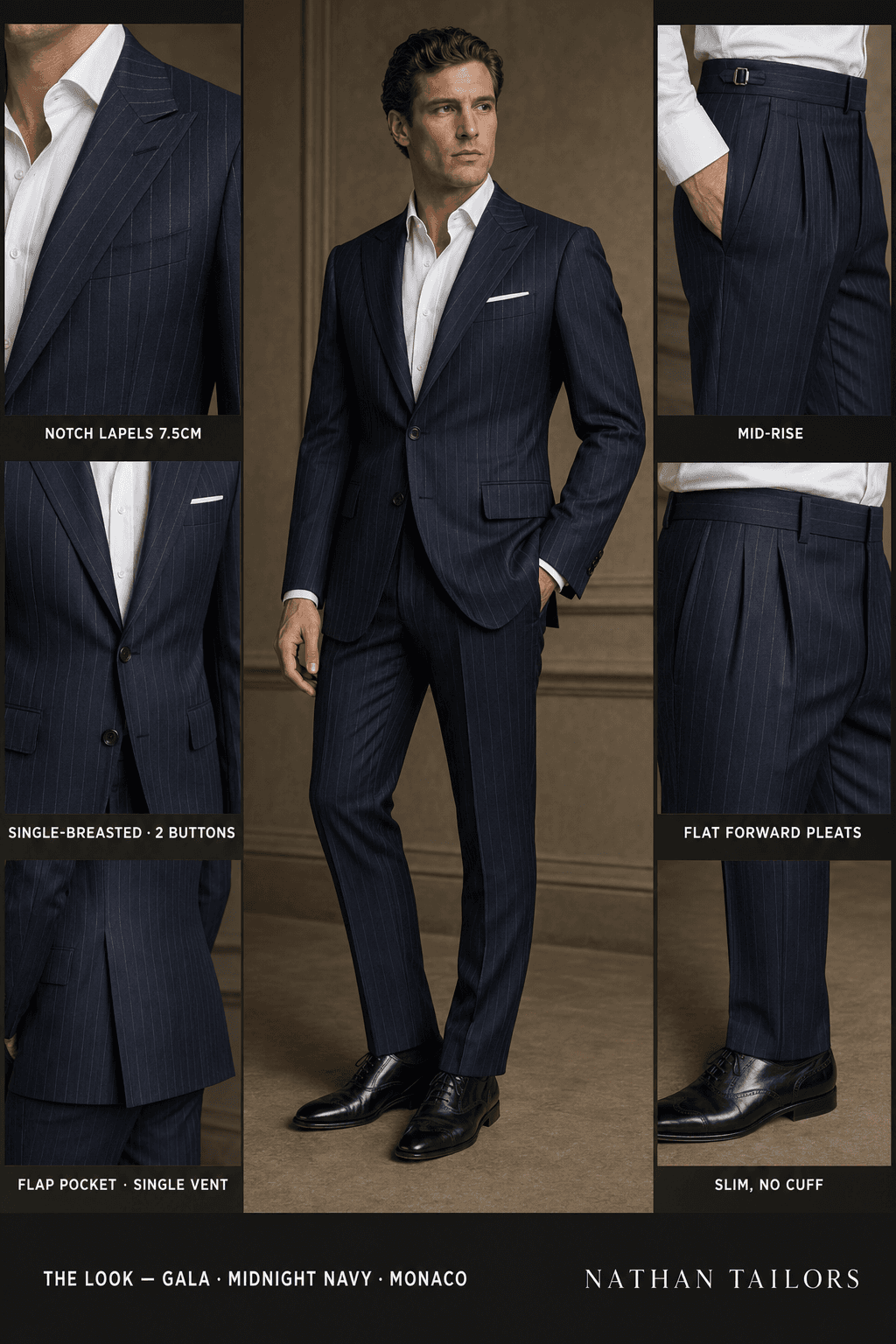 midnight navy chalk_stripe single-breasted bespoke suit — custom tailored by Nathan Tailors, the Hoi An custom tailor
