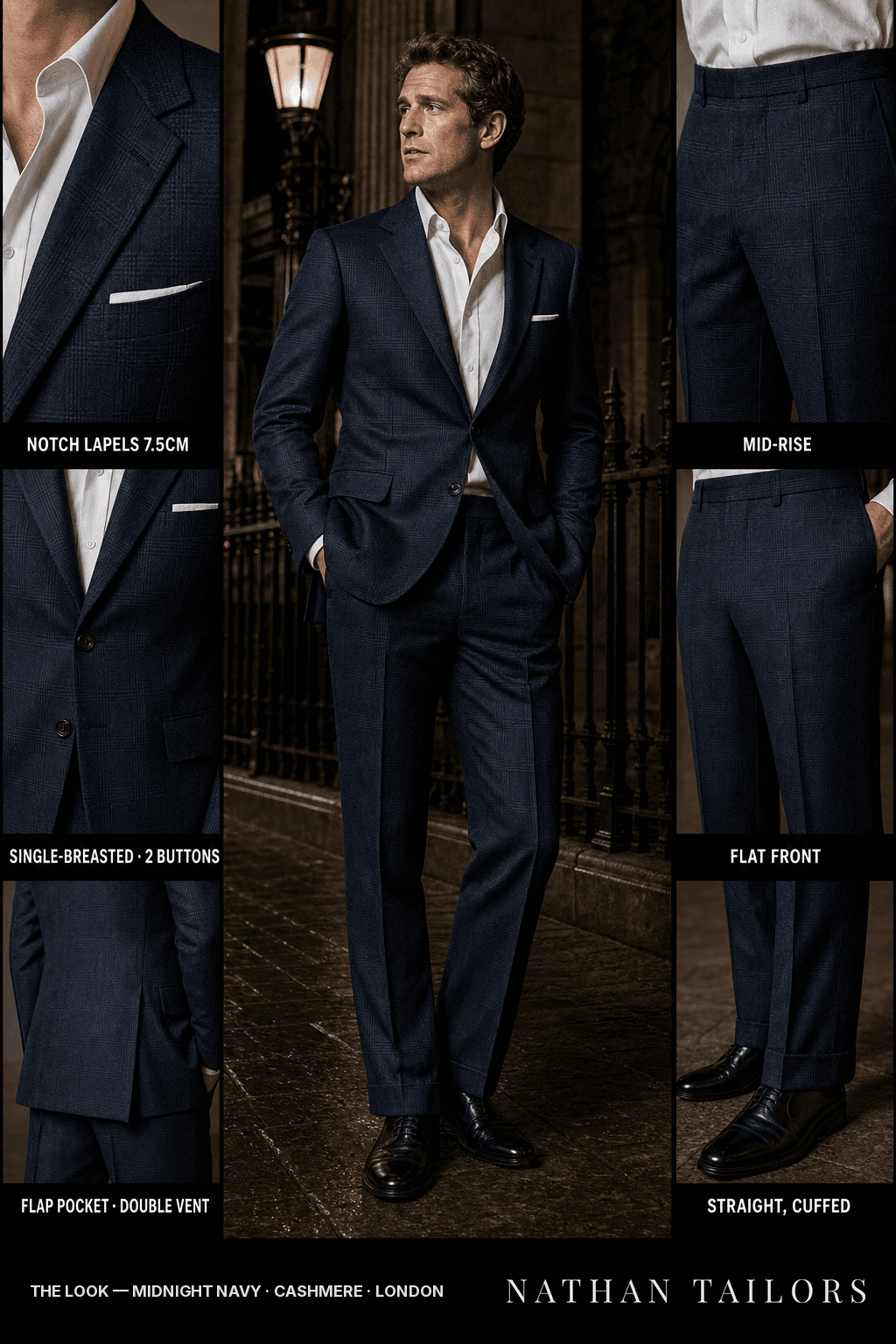 midnight navy glen_plaid single-breasted bespoke suit — custom tailored by Nathan Tailors, the Hoi An custom tailor